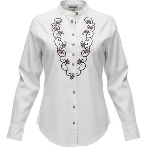Wrangler 2XL White Embroidered Button Blouse Cowgirl Fairy Western Rodeo Vintage